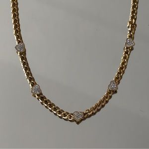 Heart & Rhinestone Chain Necklace